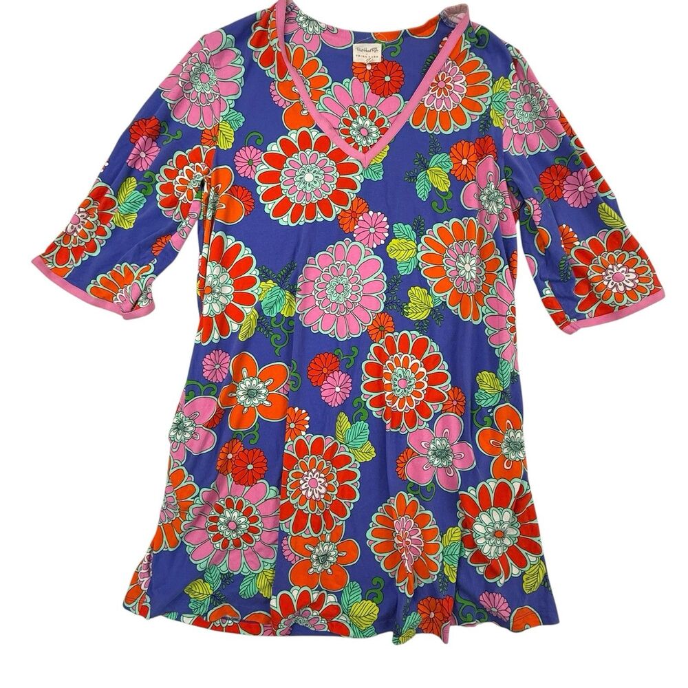 Bedhead x Trina Turk Nightgown S/M Retro Floral Sleepshirt House Dress Pajamas